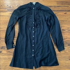 Joie Black Ruffle Button Down Tunic